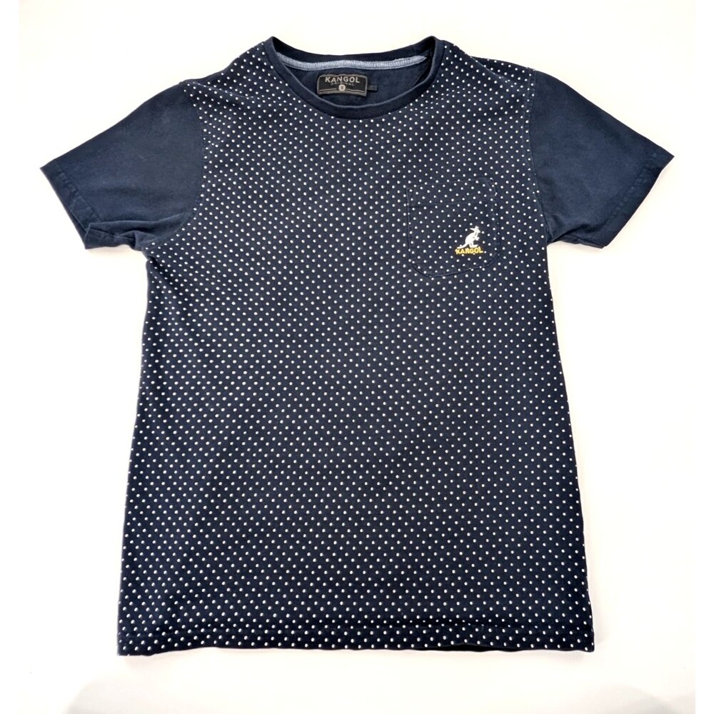 Kangol Navy Blue Polka Dot Logo Short Sleeve Crew Neck T-Shirt Size Small